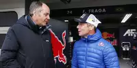DTM-Boss Gerhard Berger und Rallye-Superstar Sebastien Loeb, der in der DTM für AF Corse fährt, bei den Testfahrten in Hockenheim