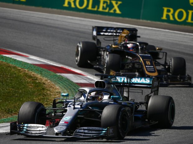 Titel-Bild zur News: Lewis Hamilton, Romain Grosjean