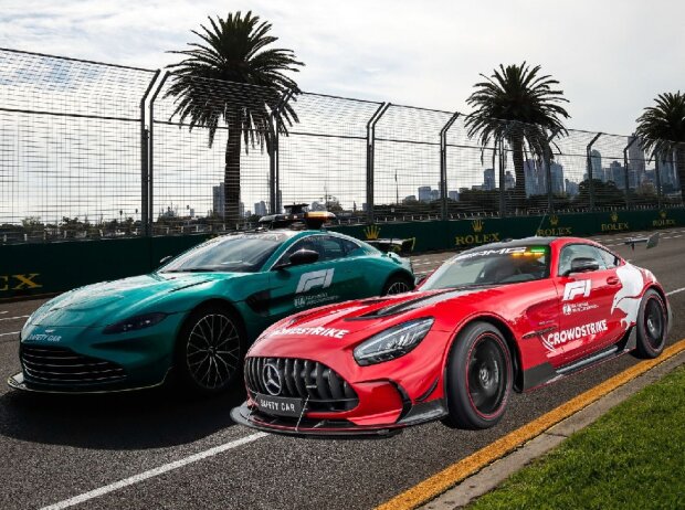 Titel-Bild zur News: Safety-Cars von Aston Martin und Mercedes-AMG (Fotomontage)