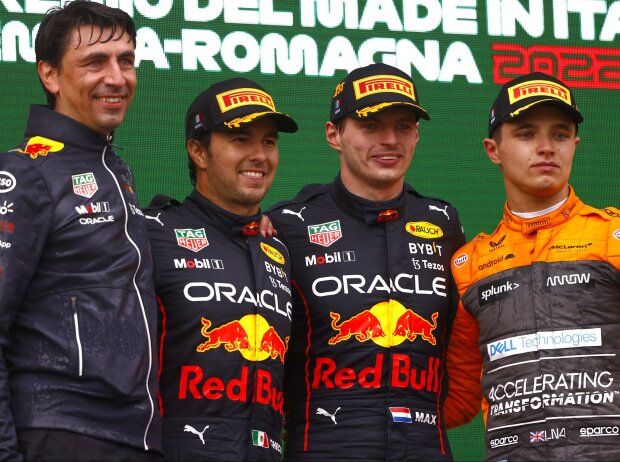 Titel-Bild zur News: Sergio Perez, Max Verstappen, Lando Norris