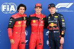 Carlos Sainz (Ferrari), Charles Leclerc (Ferrari) und Max Verstappen (Red Bull) 