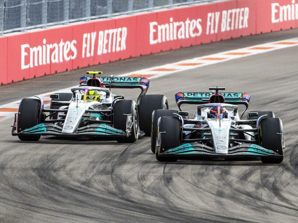 Lewis Hamilton und George Russell im Miami-Grand-Prix der Formel 1 2022