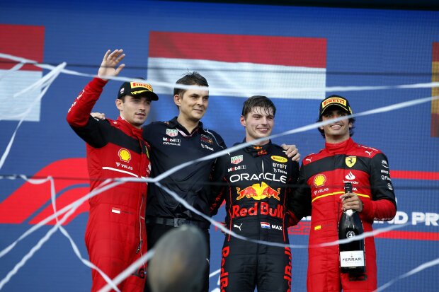 Charles Leclerc Max Verstappen Carlos Sainz Ferrari Ferrari F1 Red Bull Red Bull F1 ~ Charles Leclerc (Ferrari), Max Verstappen (Red Bull) i Carlos Sainz (Ferrari) ~ 