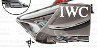Frontflügel-Details am Mercedes W13 beim Formel-1-Rennen 2022 in Miami