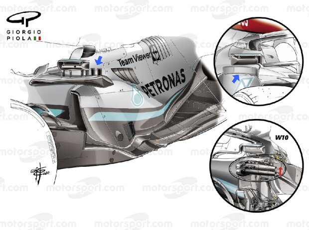 Technik-Details am Mercedes W13 in der Formel-1-Saison 2022