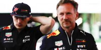 Max Verstappen mit Red-Bull-Teamchef Christian Horner