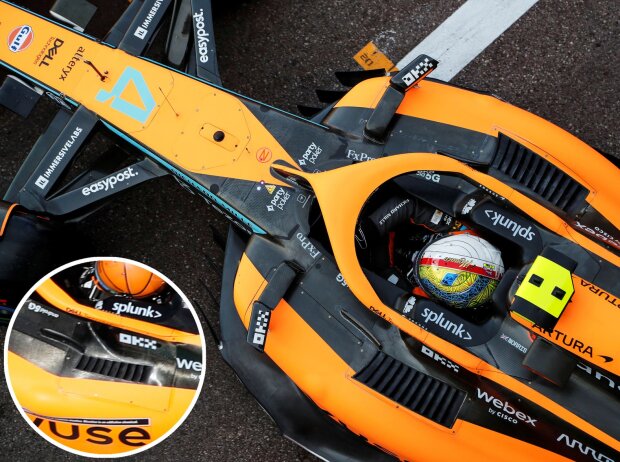 Kühllamellen in den Seitenkästen beim McLaren MCL36 in Monaco 2022