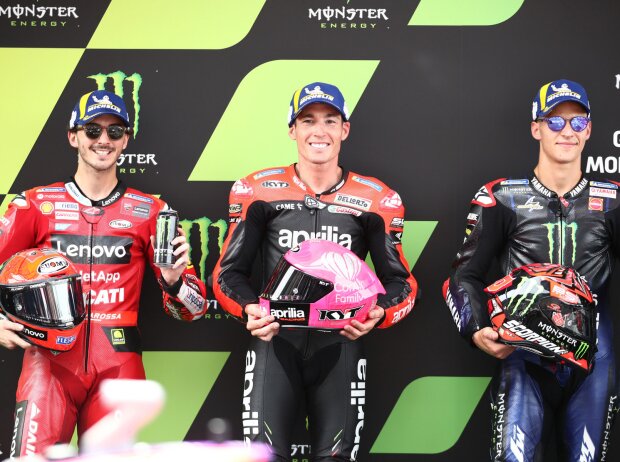 Polesitter Aleix Espargaro, 2. Francesco Bagnaia, 3. Fabio Quartararo Polesitter Aleix Espargaro, 2. Francesco Bagnaia, 3. Fabio Quartararo