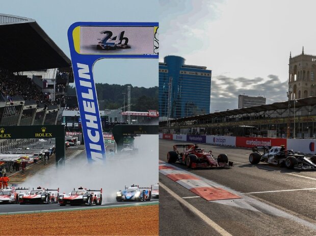 Titel-Bild zur News: Start der 24 Stunden von Le Mans (links) und Formel 1 in Baku