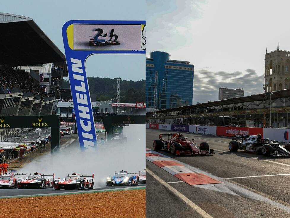 Start der 24 Stunden von Le Mans (links) und Formel 1 in Baku