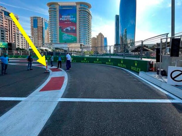 Die Boxenausfahrt bei der Formel 1 in Baku