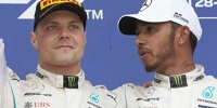 Valtteri Bottas und Lewis Hamilton auf dem Formel-1-Podium 2018 in Russland