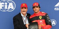 Nigel Mansell gratuliert Carlos Sainz zur Poleposition in Silverstone 2022