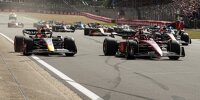 Formel-1-Start in Silverstone 2022 mit Carlos Sainz und Max Verstappen in Reihe eins