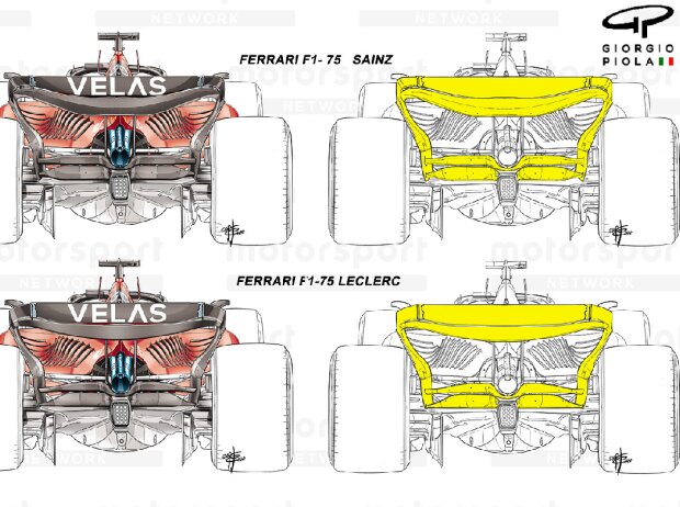 Heckflügel von Carlos Sainz und Charles Leclerc im Vergleich Heckflügel von Carlos Sainz und Charles Leclerc im Vergleich