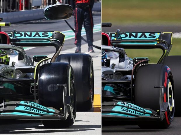 Die unterschiedlichen Heckflügel des Mercedes W13 im Vergleich Die unterschiedlichen Heckflügel des Mercedes W13 im Vergleich
