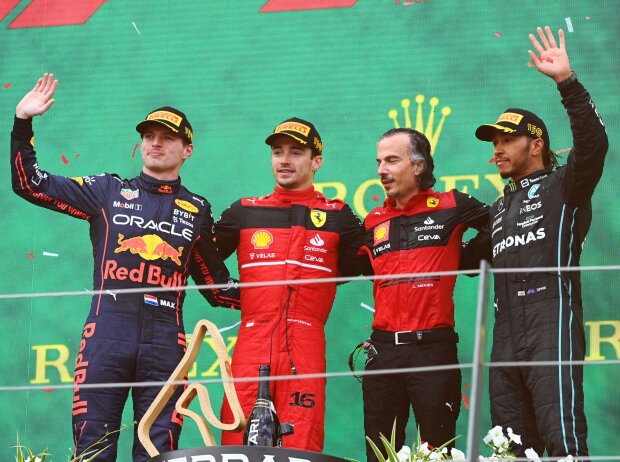 Titel-Bild zur News: Max Verstappen, Charles Leclerc, Lewis Hamilton