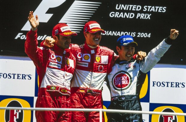 Michael Schumacher Rubens Barrichello Takuma Sato ~Michael Schumacher, Rubens Barrichello und Takuma Sato ~ Michael Schumacher Rubens Barrichello Takuma Sato ~Michael Schumacher, Rubens Barrichello und Takuma Sato ~