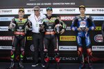 Alex Lowes, Jonathan Rea und Toprak Razgatlioglu 