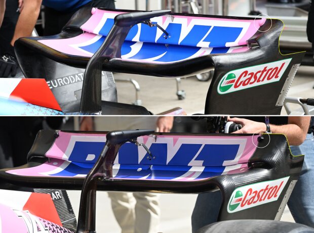 The rear wing of the Alpine A522 in comparison