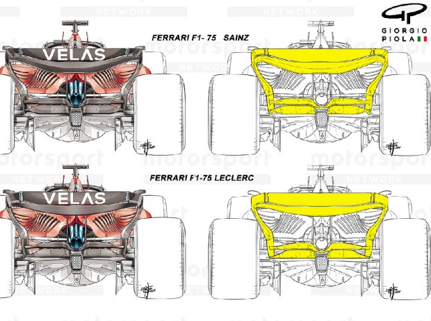 Heckflügel von Carlos Sainz und Charles Leclerc im Vergleich