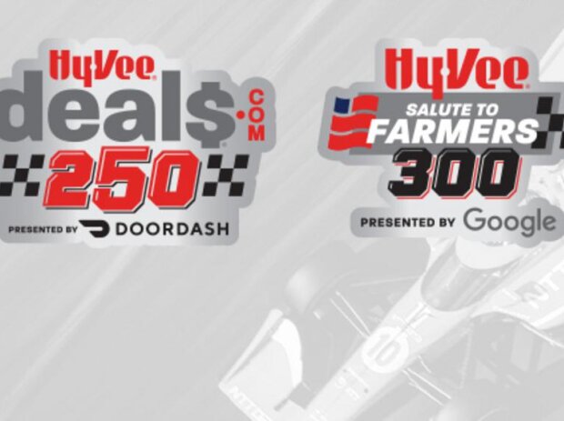 Logos: Hy-VeeDeals.com 250 and Hy-Vee Salute to Farmers 300 at the Iowa Speedway in Newton