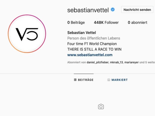 Instagram-Seite von Sebastian Vettel