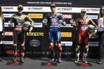 Jonathan Rea, Toprak Razgatlioglu und Alvaro Bautista 