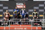 Alvaro Bautista, Toprak Razgatlioglu und Jonathan Rea 