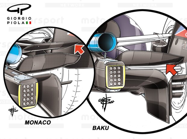 Vergleich der von Red Bull in Monaco und Baku eingesetzten Beam-Wings