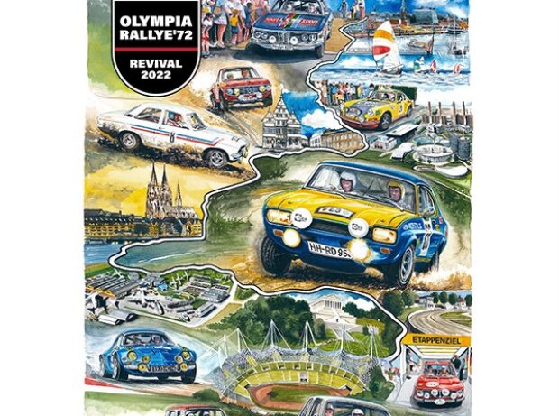 Original-Titelbild zum 50 Jahre Revival der Olympia-Rallye '72 - Gemalt von Künstler Uli Ehret