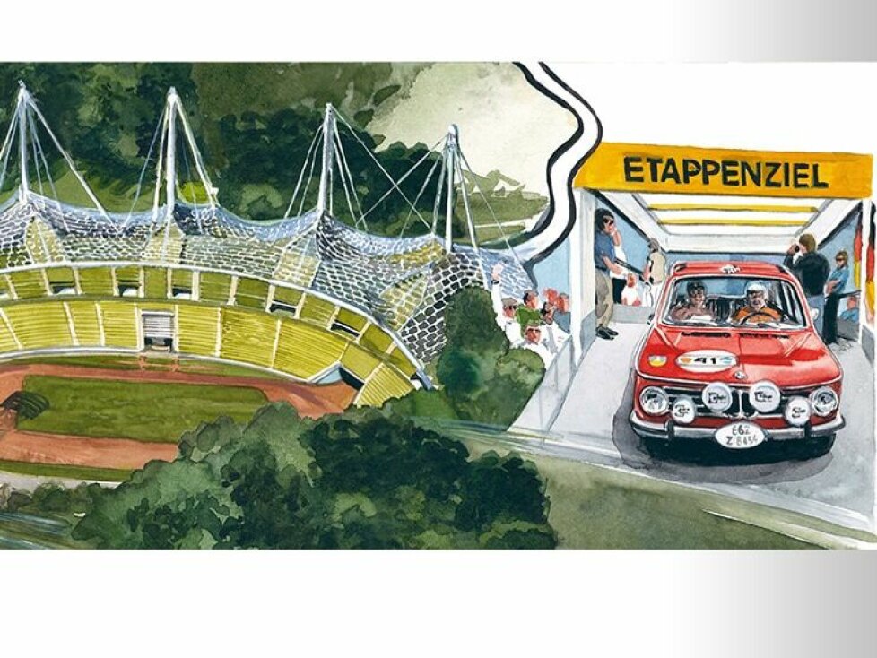 Original-Titelbild zum 50 Jahre Revival der Olympia-Rallye '72 - Gemalt von Künstler Uli Ehret