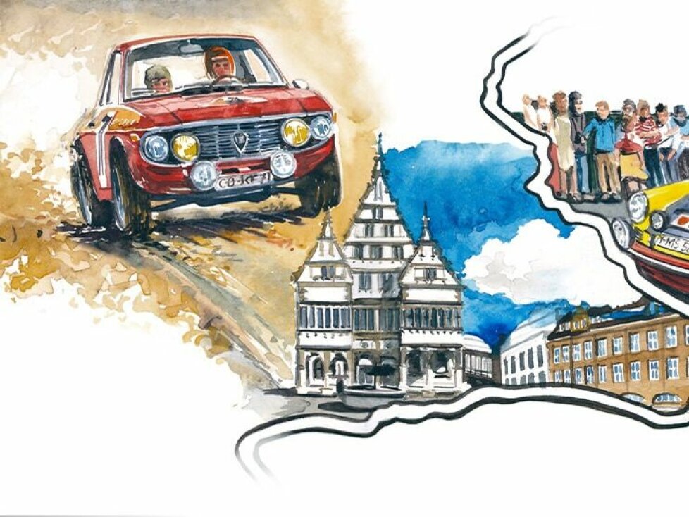 Original-Titelbild zum 50 Jahre Revival der Olympia-Rallye '72 - Gemalt von Künstler Uli Ehret