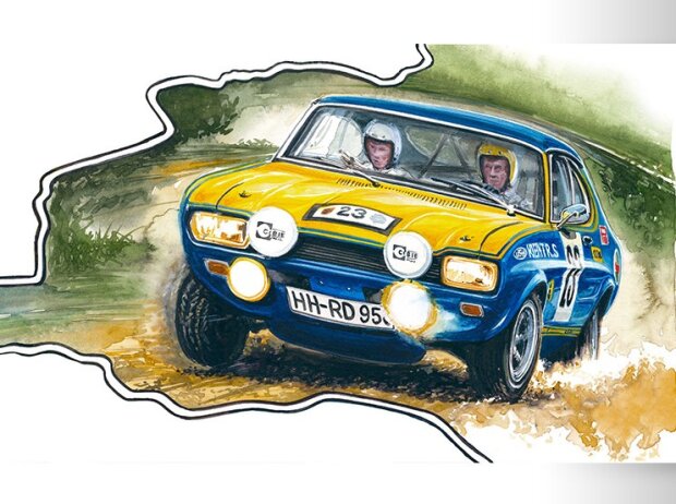 Ausschnitt aus dem Original-Titelbild zum 50 Jahre Revival der Olympia-Rallye '72 - Gemalt von Künstler Uli Ehret