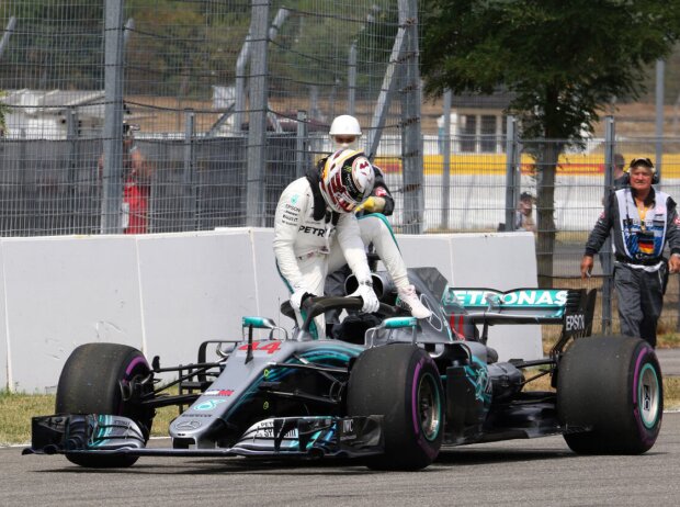 Lewis Hamilton (Mercedes) rollt im Qualifying der Formel 1 in Hockenheim 2018 aus