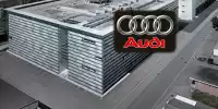 Audi-Logo vor der Sauber-Fabrik in Hinwil
