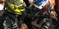 Mercedes-Fahrer Lewis Hamilton mit Alfa-Romeo-Fahrer Valtteri Bottas