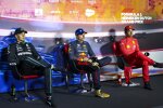 George Russell (Mercedes), Max Verstappen (Red Bull) und Charles Leclerc (Ferrari) 