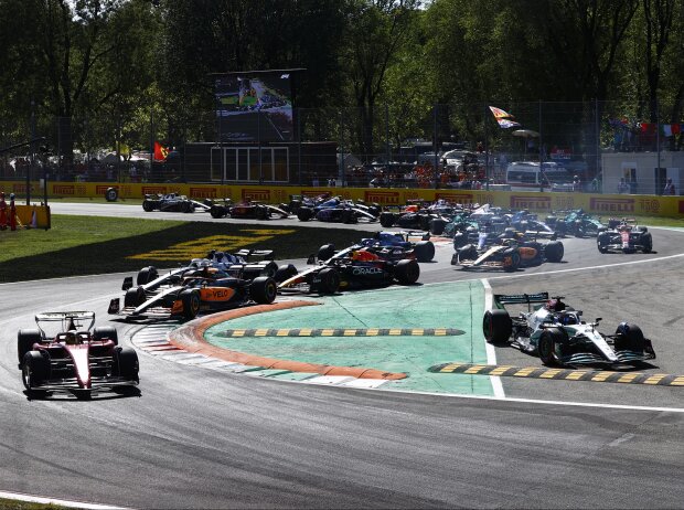 Titel-Bild zur News: Charles Leclerc, George Russell, Daniel Ricciardo, Max Verstappen, Pierre Gasly