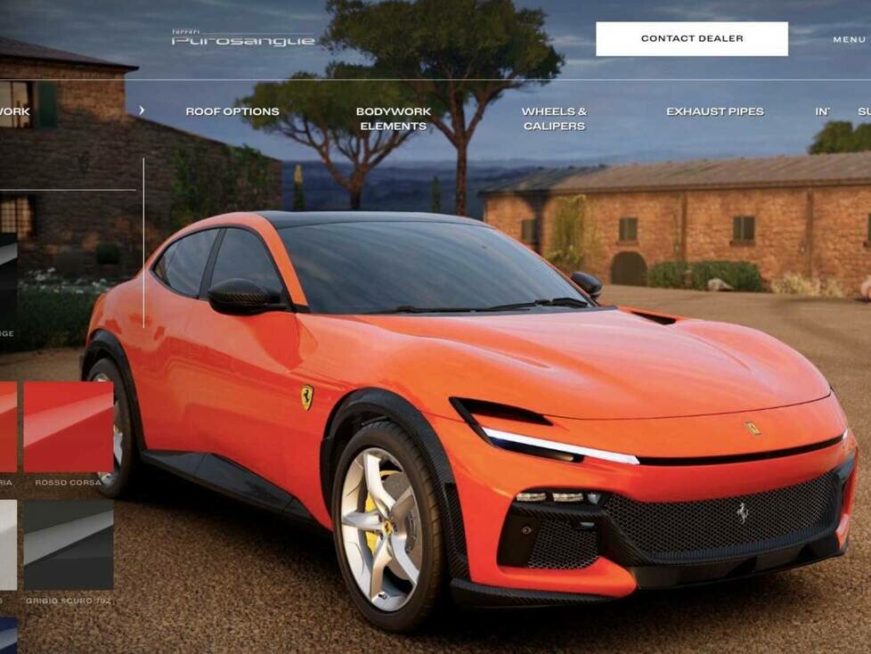 Ferrari Purosangue (2023) Screenshot aus dem Online-Konfigurator