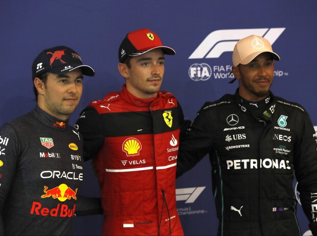 Titel-Bild zur News: Sergio Perez, Charles Leclerc, Lewis Hamilton