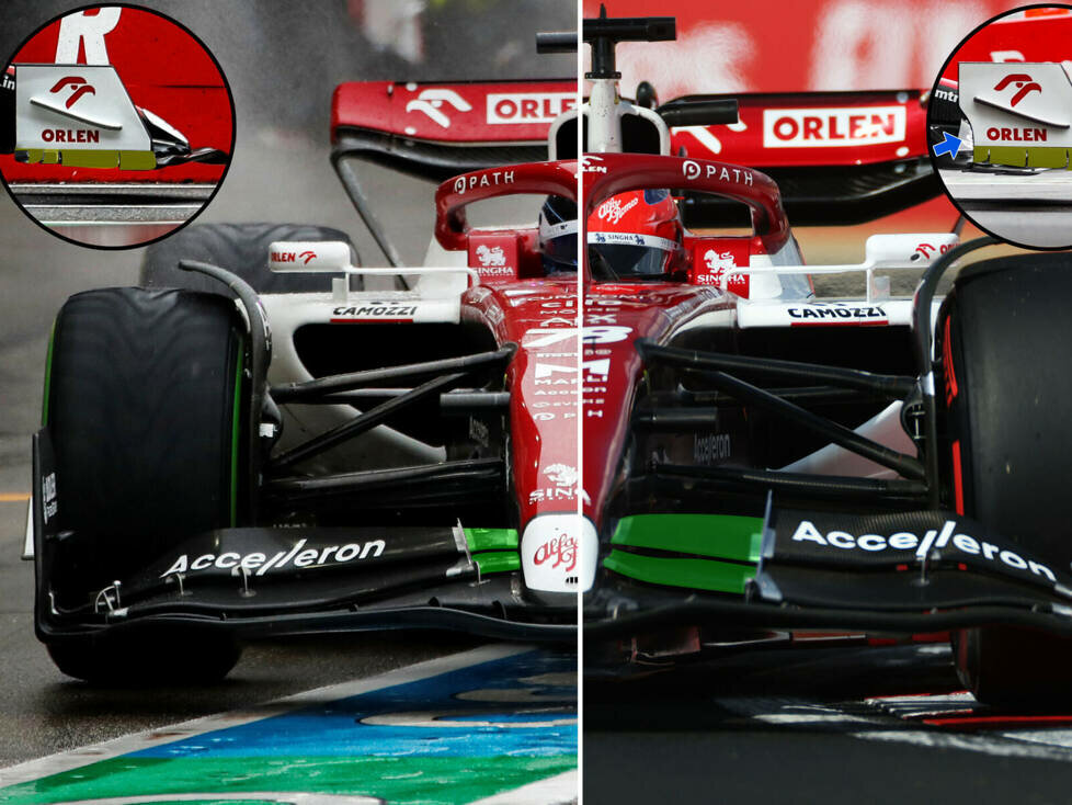 Frontflügel des Alfa Romeo C42 im Vergleich