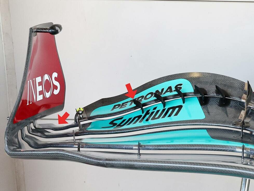 Update am Frontflügel des Mercedes W13 in Austin 2022