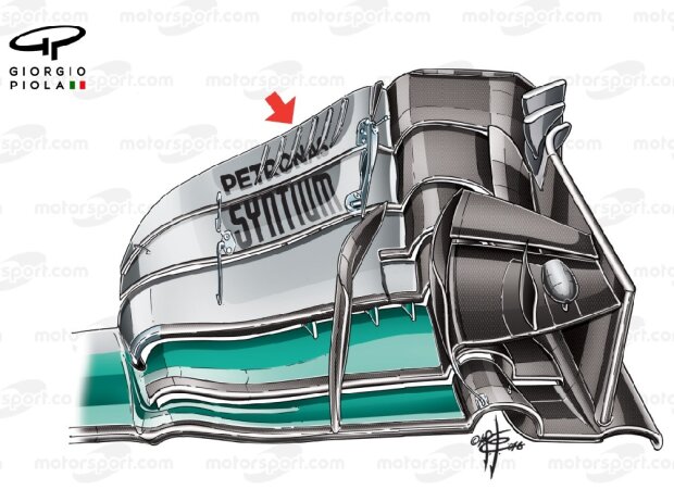 Frontflügel-Detail am Mercedes W07 aus der Formel-1-Saison 2016