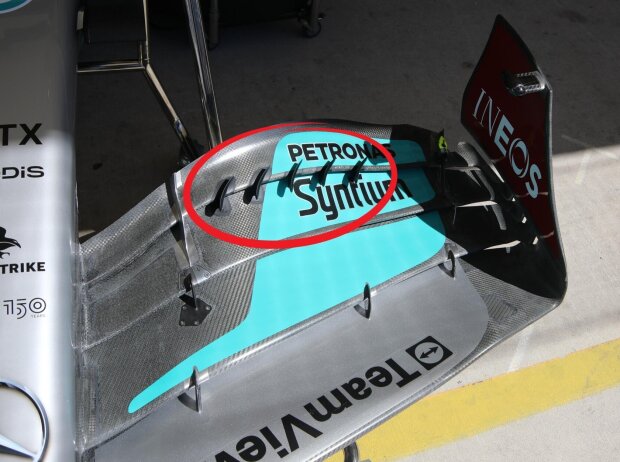 Titel-Bild zur News: Frontflügel des Mercedes F1 W13 E Performance (Austin, USA, 2022)