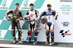 Ai Ogura (Honda Team Asia), Tony Arbolino (Marc VDS) und Aron Canet (Pons) 