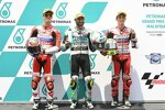 Izan Guevara (Aspar), Dennis Foggia (Leopard) und Sergio Garcia (Aspar) 