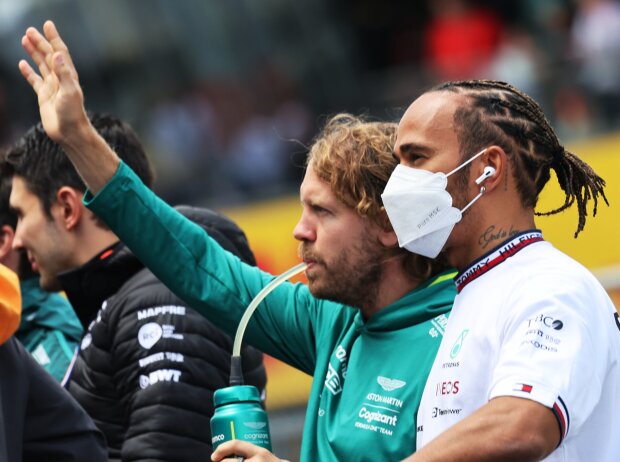 Titel-Bild zur News: Esteban Ocon, Sebastian Vettel, Lewis Hamilton