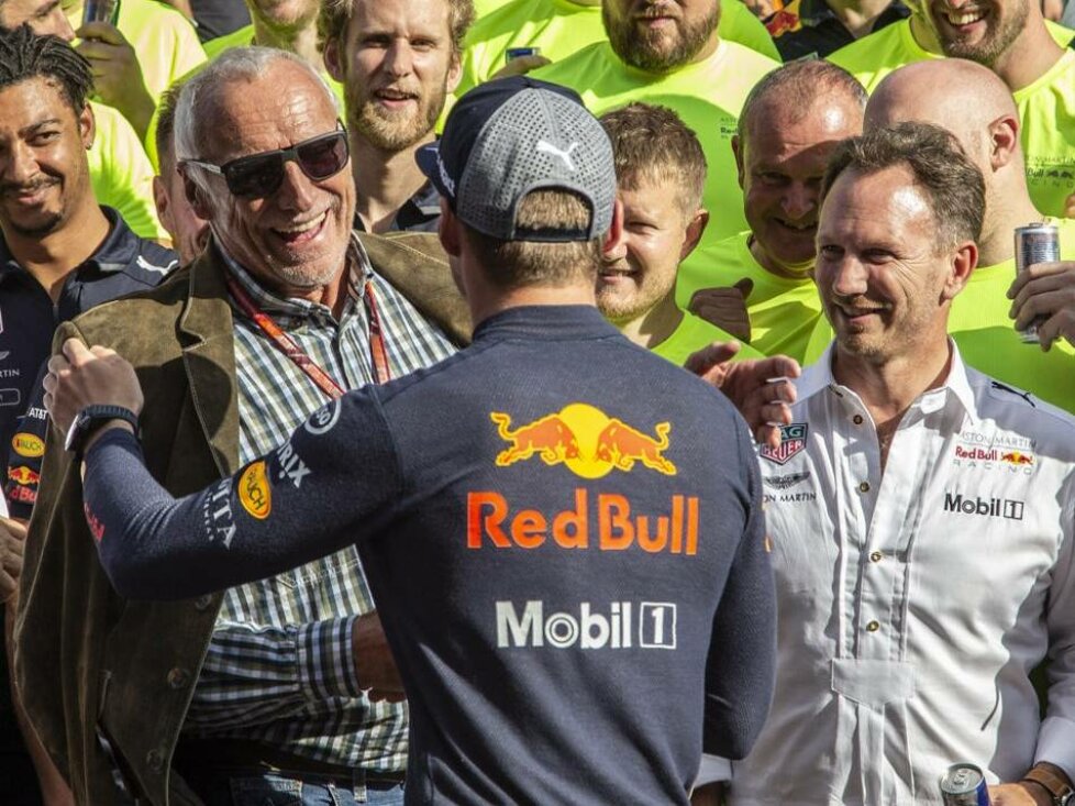 Max Verstappen, Dietrich Mateschitz, Christian Horner, Helmut Marko