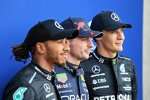 Lewis Hamilton (Mercedes), Max Verstappen (Red Bull) und George Russell (Mercedes) 
